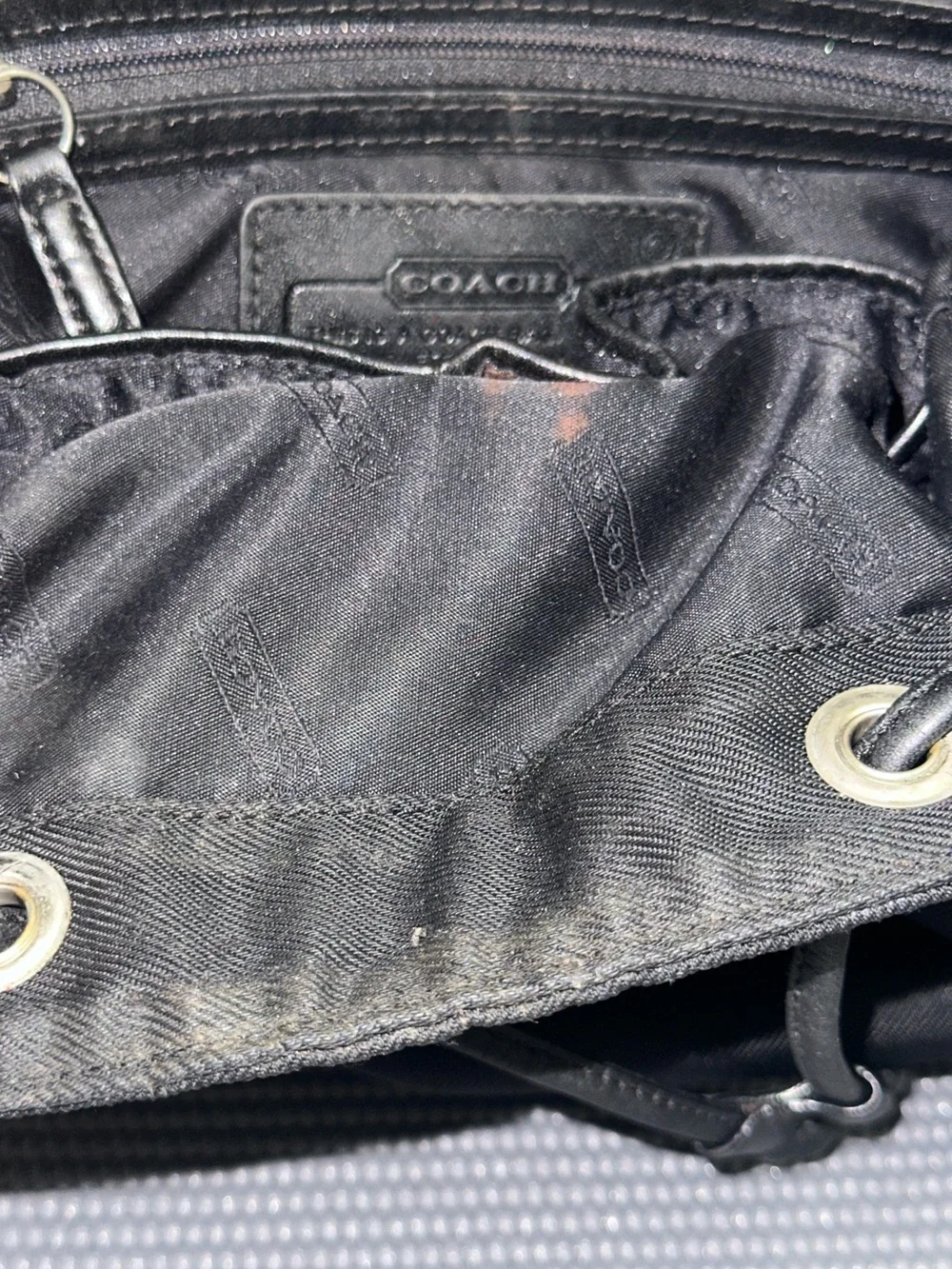 Coach Mercer Twill Nylon and Leather Drawstring Backpack | Black